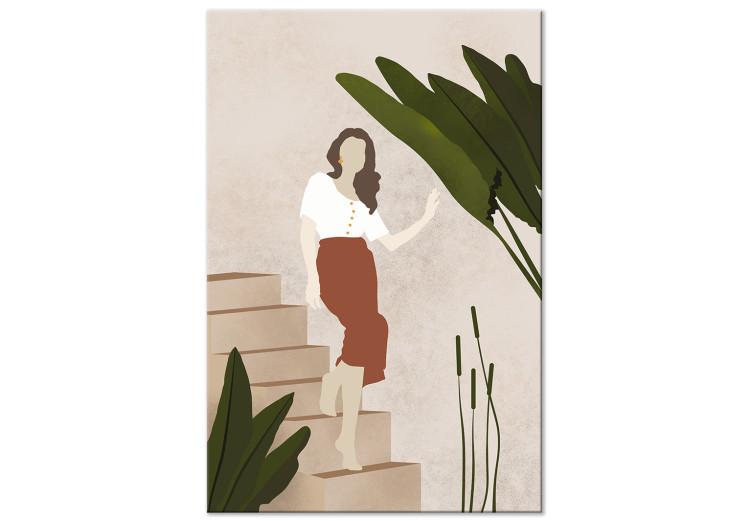 Canvas Print Woman going down the stairs - Scandi Boho style composition