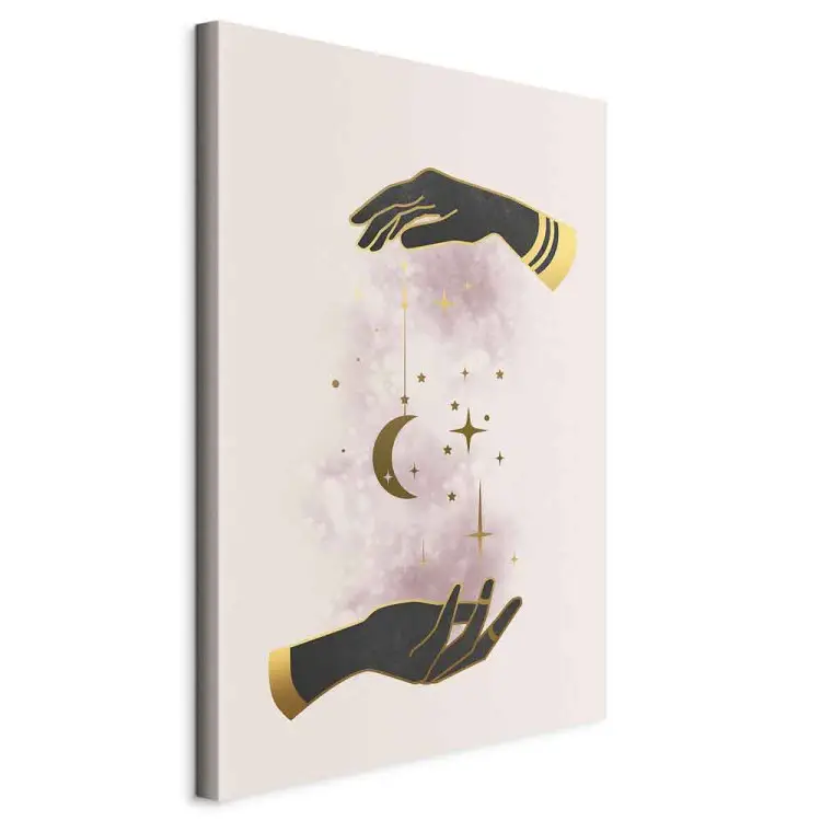 Stars and moon in hands - Golden and black elements