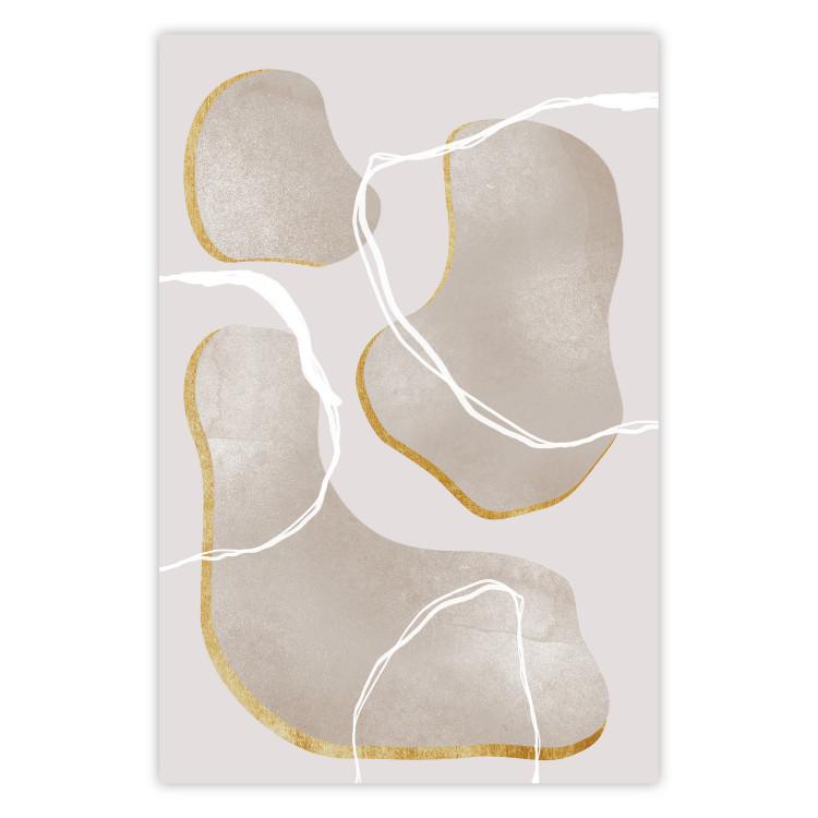 Poster Beach Dream - simple abstraction with beige round shapes and white lines