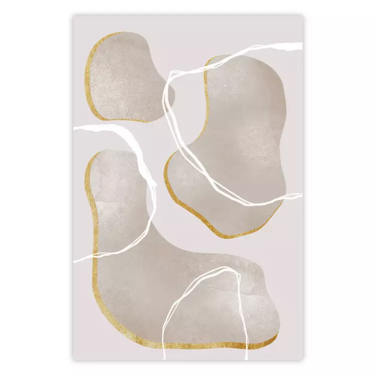Beach Dream - simple abstraction with beige round shapes and white lines