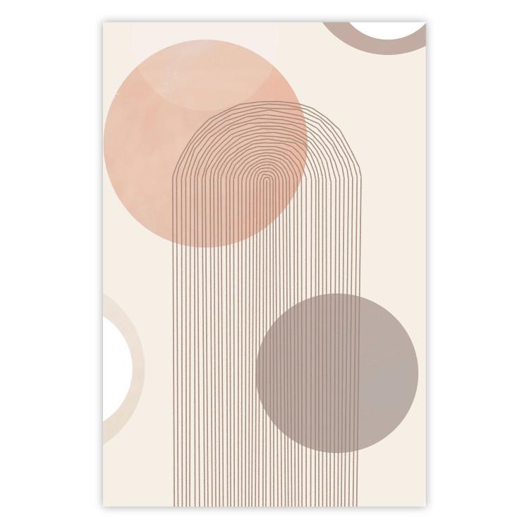 Poster Fountain - geometric abstraction in rounded shapes in scandi boho style