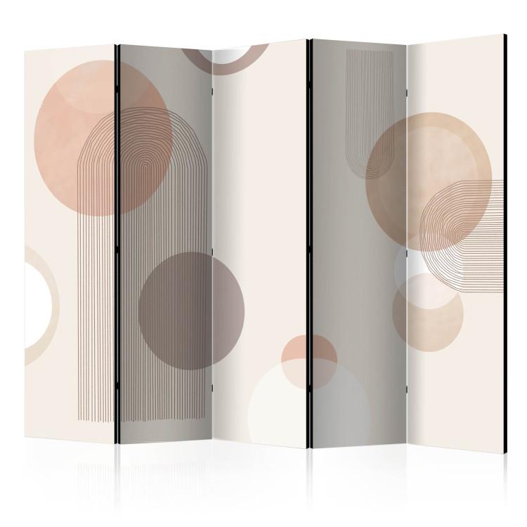 Room Divider Fountain II (5-piece) - Abstraction in boho geometric figures