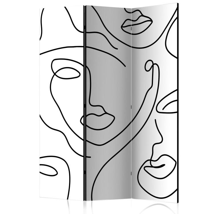 Room Divider Girls' Night Out (3-piece) - Black and white abstraction in boho style
