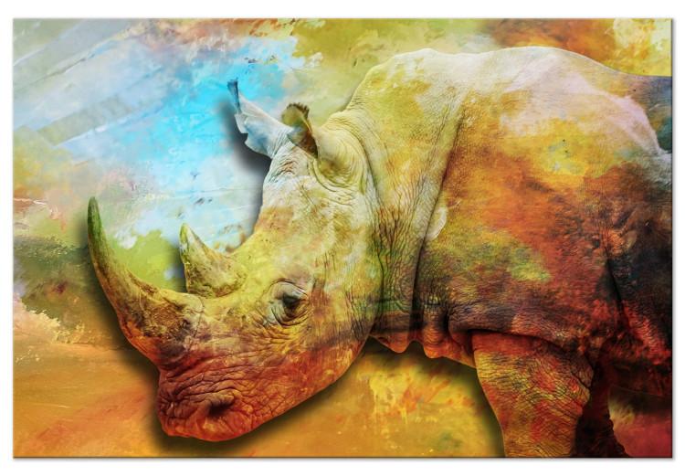 Canvas Print Rhinoceros (1-piece) Wide - multicolored exotic animal