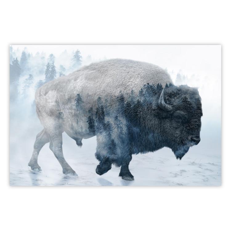 Poster Lonely Horizontal Expedition - walking animal against a winter landscape background