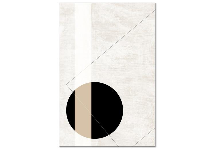 Canvas Print Black wheel - geometric abstraction on a beige background