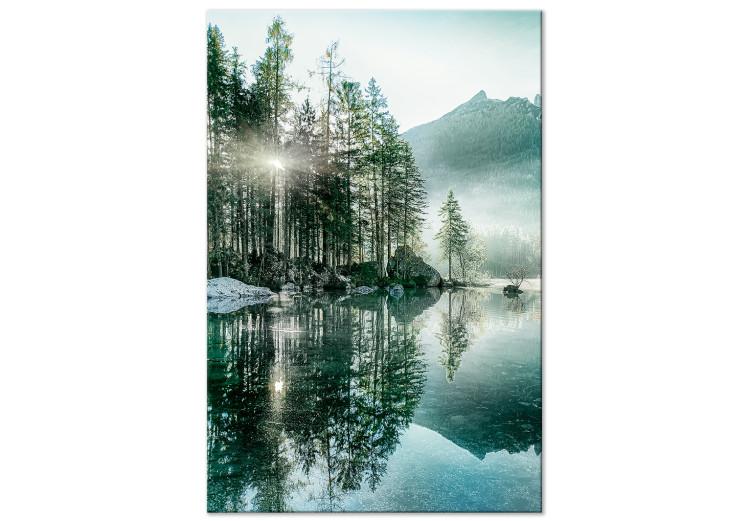 Canvas Print Morning by the Lake (1-piece) Vertical - mountain landscape scene