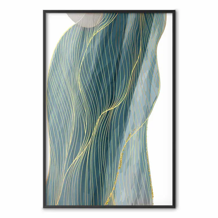Turquoise Wave - elegant abstraction in bottle green color