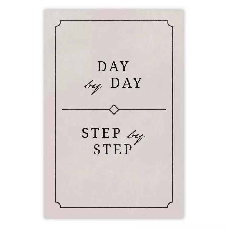 Day by Day - simple composition with English text on a beige background