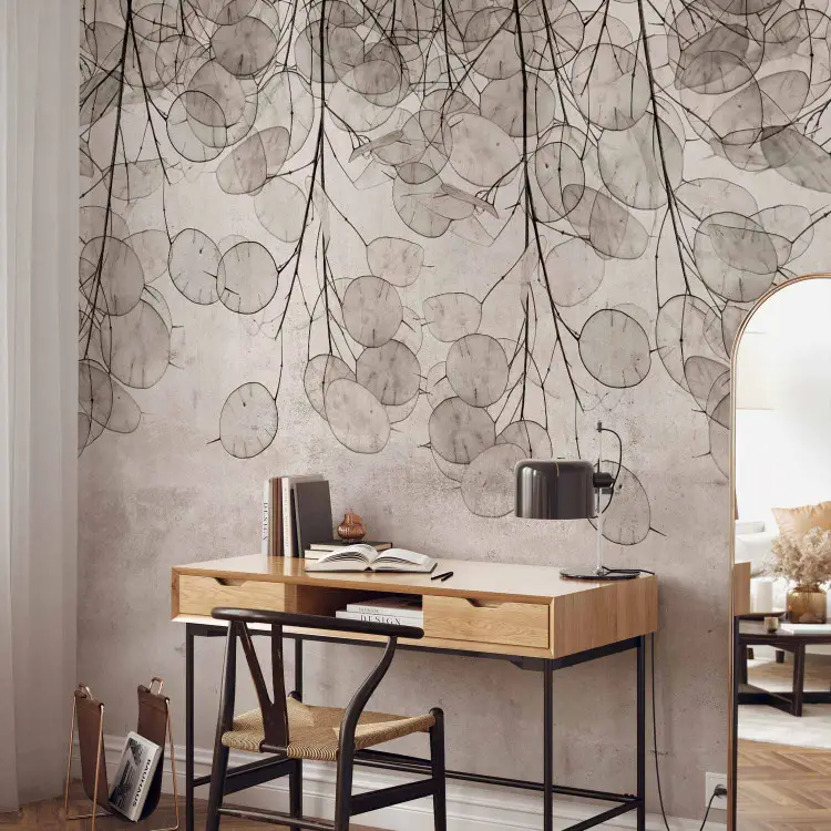 Hanging branches - minimalist floral motif in grey pattern