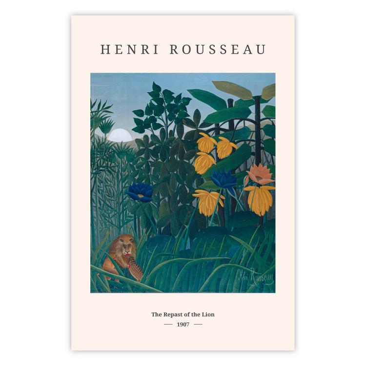 Poster Henri Rousseau: The Repast of the Lion - black text and colorful plants