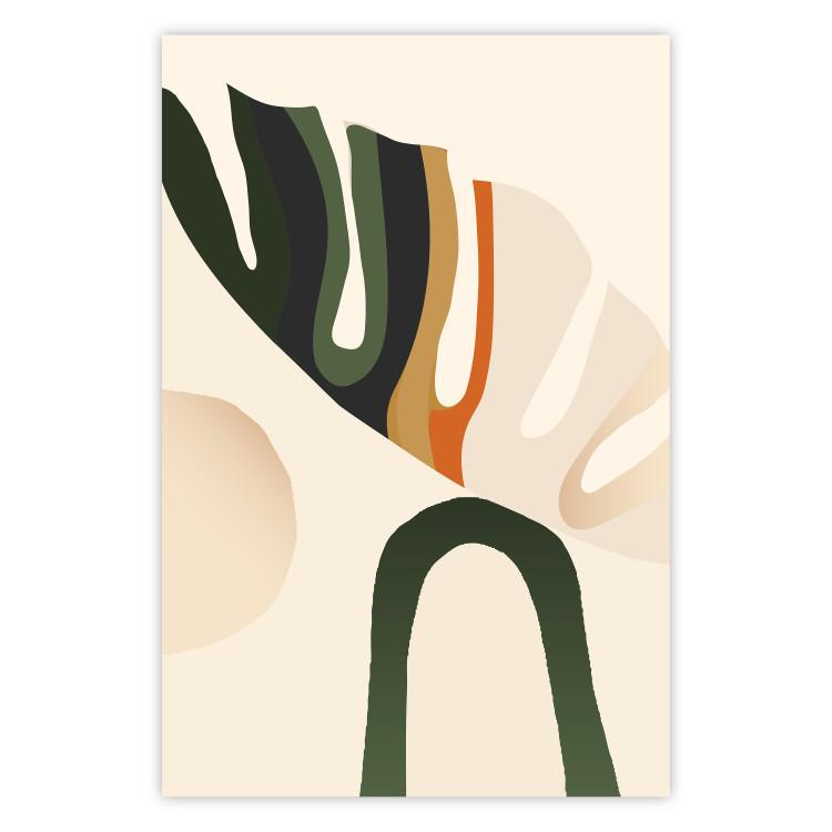 Poster My Dream - simple boho-style abstraction with a leaf in warm colors