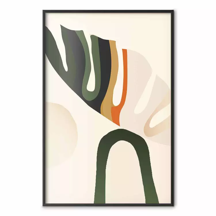 My Dream - simple boho-style abstraction with a leaf in warm colors