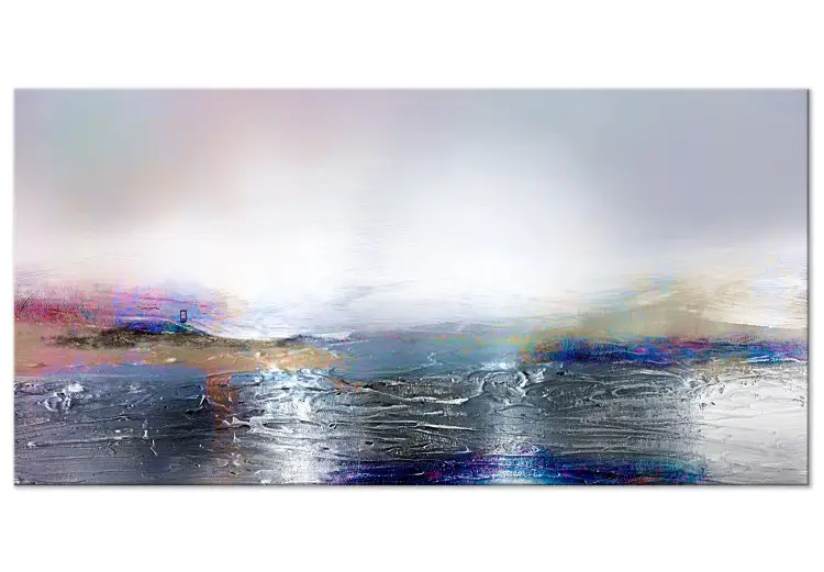 Silvery Landscape II - Abstraction with Colorful Paint Streaks on a Light Background