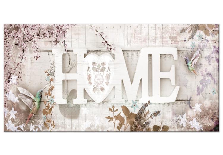 Large canvas print Home and Hummingbirds - Beige II [Large Format]