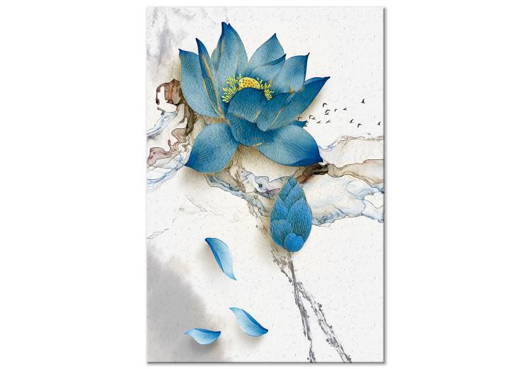 Canvas Print Wild Flower (1-piece) Vertical - blue plant on a winter background
