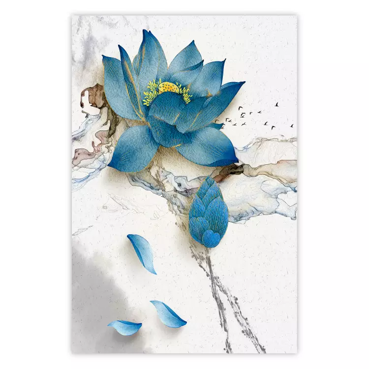 Wildflower - winter composition of a blue flower on a light background