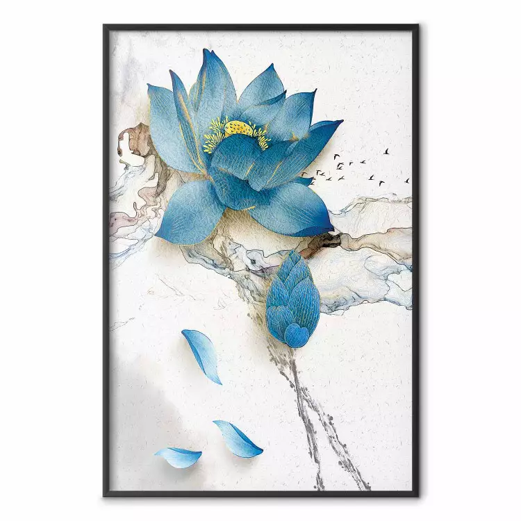 Wildflower - winter composition of a blue flower on a light background