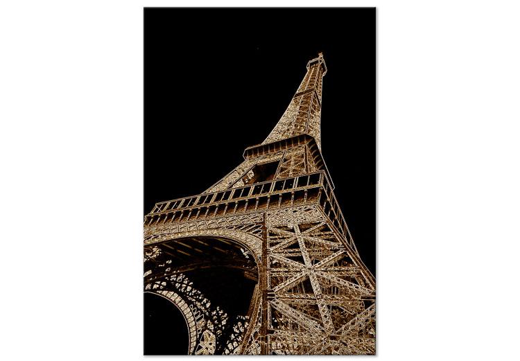 Canvas Print French Flash (1-piece) Vertical - Eiffel Tower on a black background