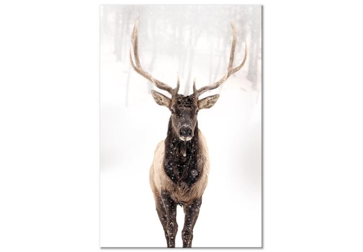 Canvas Print Deer in the Snow (1-piece) Vertical - animal and frosty winter backdrop