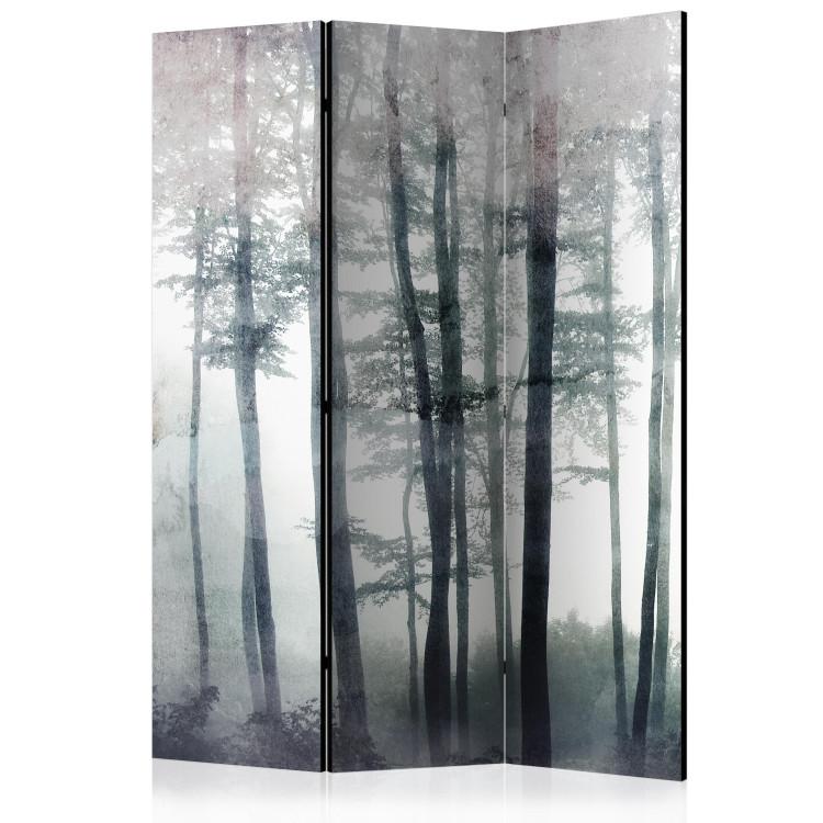 Room Divider Misty Forest (3-piece) - Delicate landscape of forest tree canopies