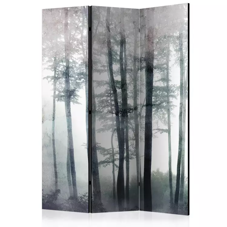 Room Divider Misty Forest (3-piece) - Delicate landscape of forest tree canopies