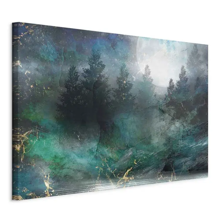 Turquoise Fullness Wide - coniferous forest against the moon