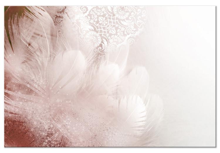 Canvas Print Feathers (1-piece) Wide - first variant - abstraction in pink