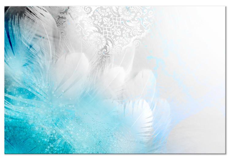 Canvas Print Feathers (1-piece) Wide - third variant - turquoise abstraction