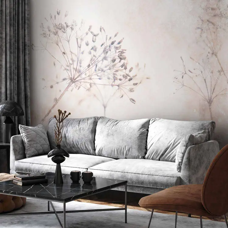 Shrubs in the Sun - Botanical Motif on a Beige Background