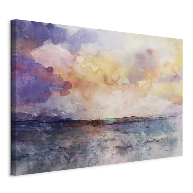 Pastel Clouds Wide - colorful watercolor landscape
