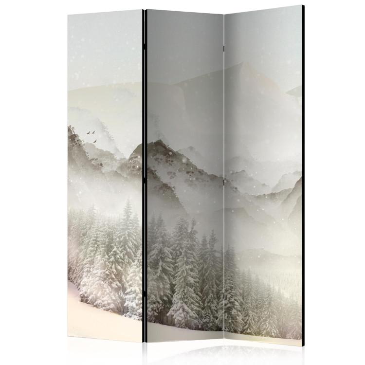 Room Divider Snowy Valley (3-piece) - Landscape of mountains and trees in winter