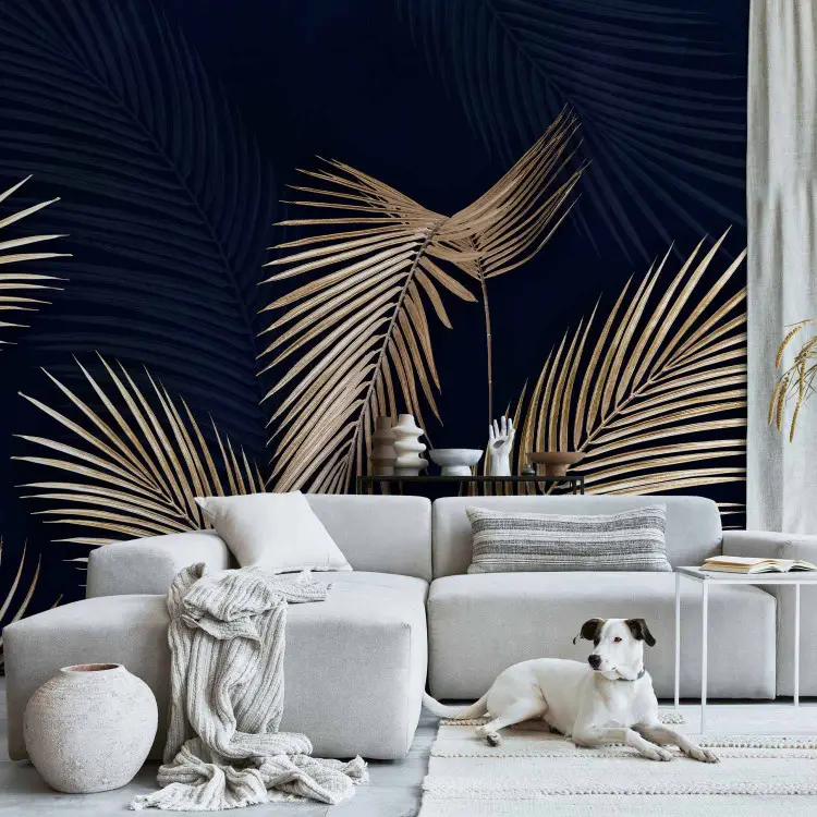 Palm Leaves - Exotic Plant Composition on a Dark Background