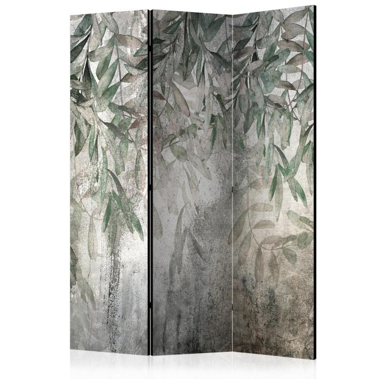 Room Divider Rainy Leaves in Mist (3-piece) - Composition of green plants
