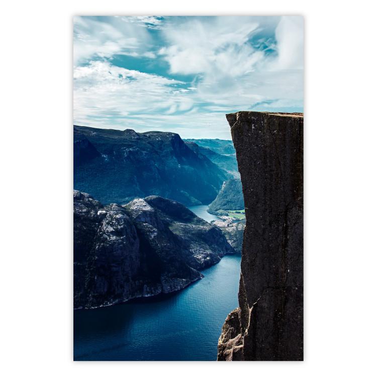 Poster Preikestolen - picturesque landscape of rocky mountains and a large lake