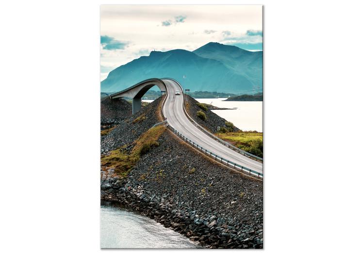 Canvas Print Road Across Lakes (1-piece) Vertical - landscape with mountains in the background