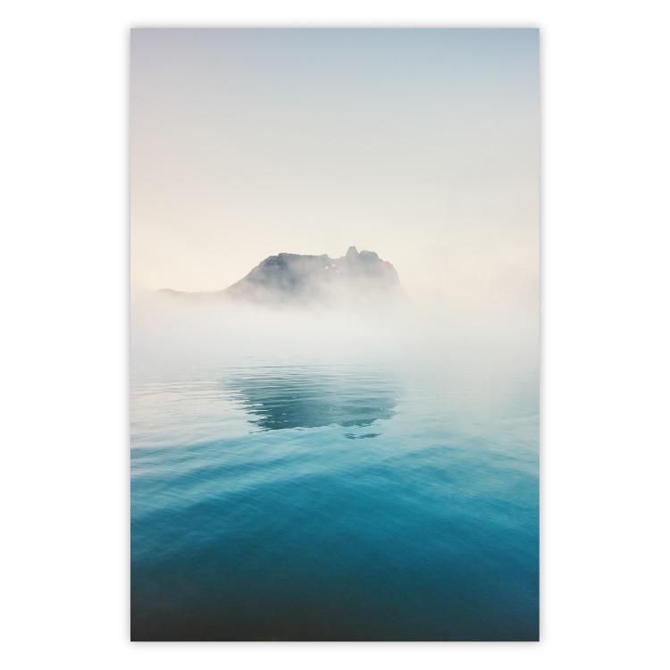 Poster Misty Cove - composition of blue water and light mist against rocks