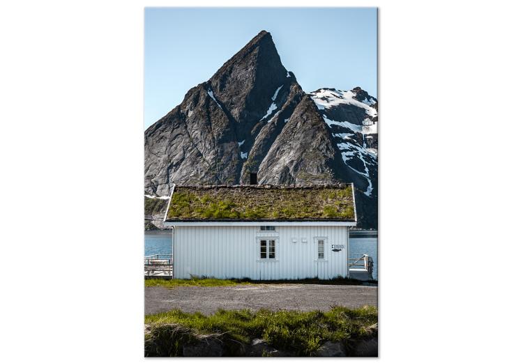 Canvas Print Cottage under the Rock (1-piece) Vertical - landscape with house against mountain backdrop