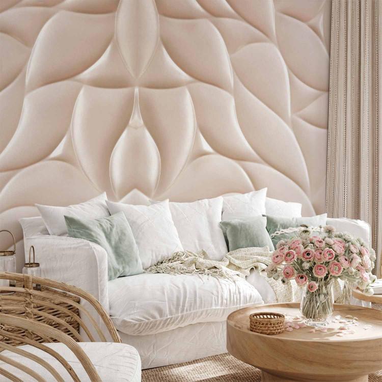 Wall Mural White abstraction - composition depicting a quilted motif