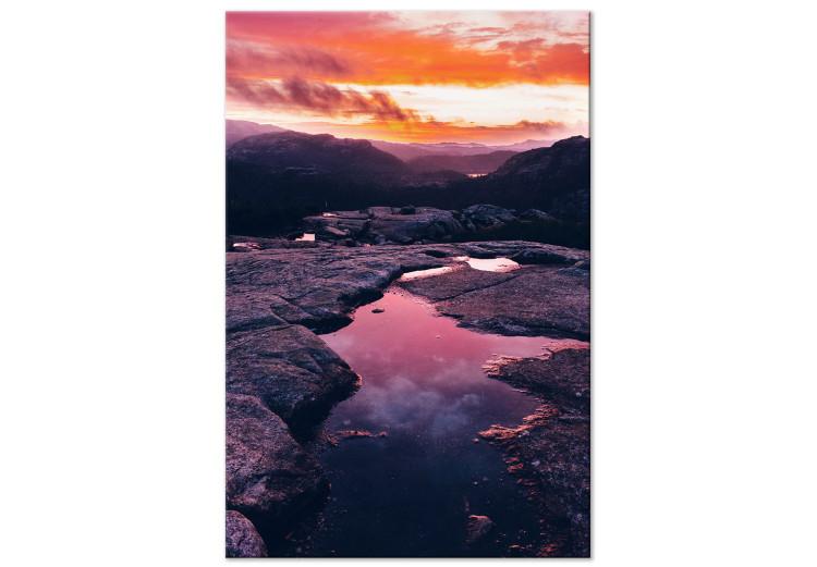 Canvas Print Slow Sunrise (1-piece) Vertical - calm water among rocks