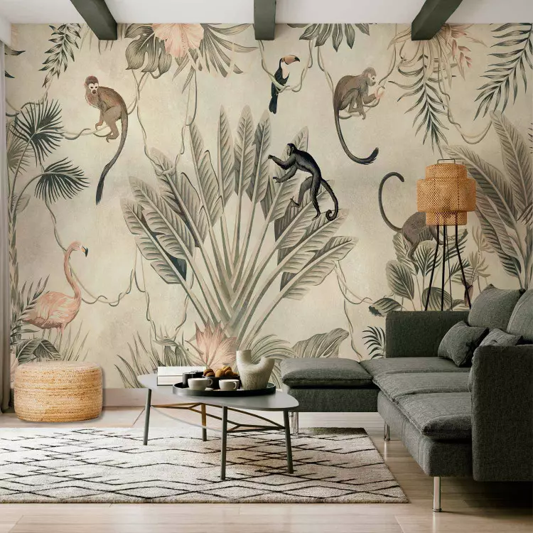 Fauna and Flora Jungle - a composition maintained in shades of gray