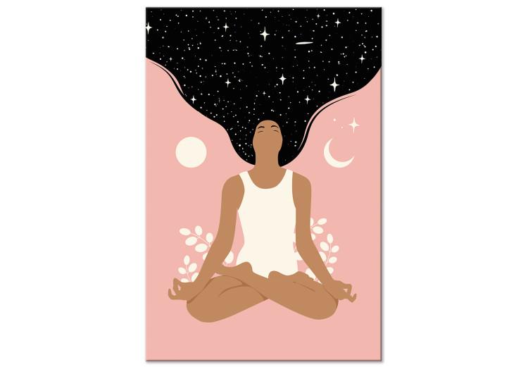 Canvas Print Morning Yoga (1-piece) Vertical - woman figure in a self-love spirit