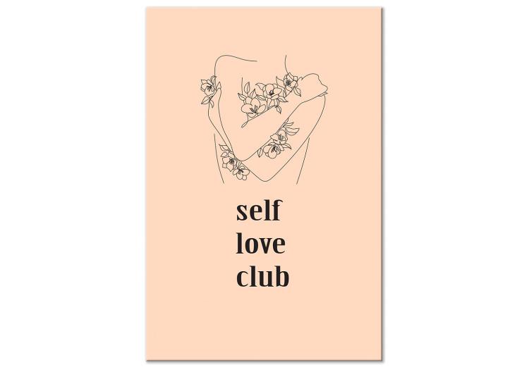 Canvas Print Self Love Club (1-piece) Vertical - lineart with texts