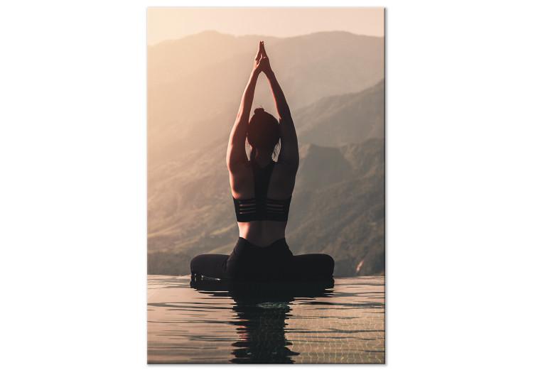 Canvas Print Mountain Relaxation (1-piece) Vertical - seated woman's back