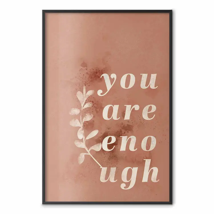 You Are Enough - white English texts on a red textured background