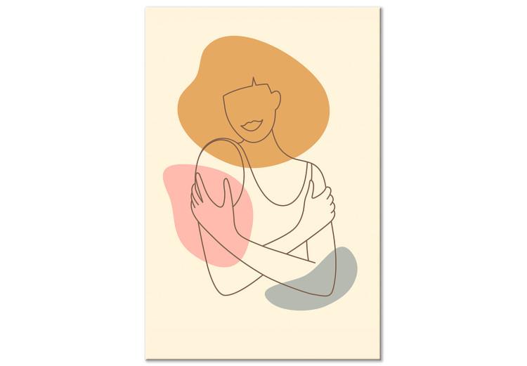Canvas Print Cuddle Up (1-piece) Vertical - woman figure in lineart style