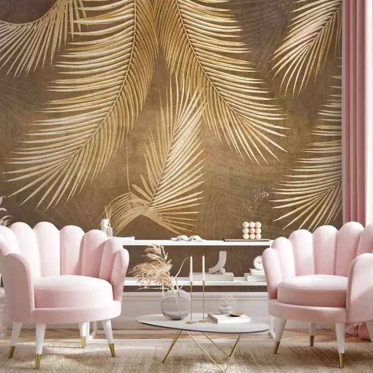Wall Mural Face of golden Palm - A composition depicting a tropical theme