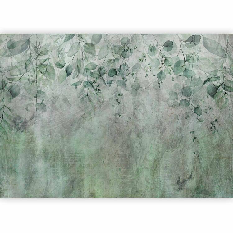 Among greenery - Delicate green leaf motif on a gray background