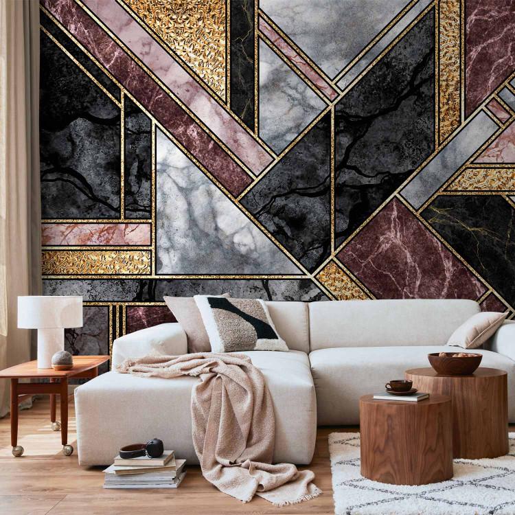 Wall Mural Geometric marble - glamour composition with gold art deco patterns