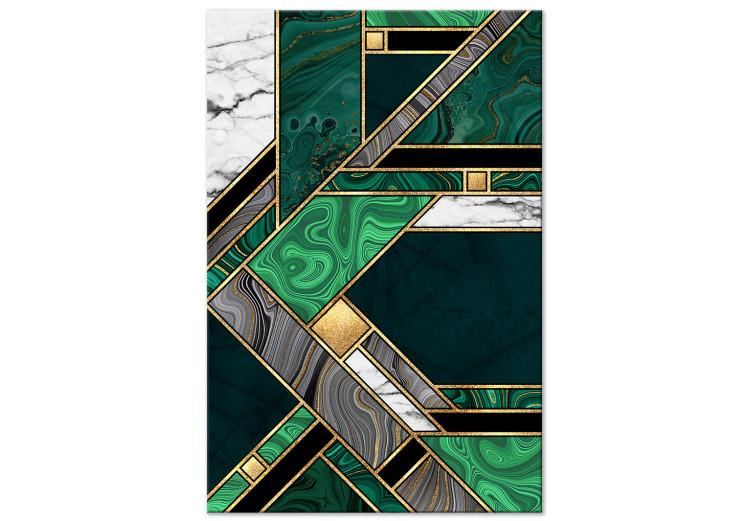Canvas Print Green-Gold Geometry (1-piece) Vertical - abstraction with mosaic